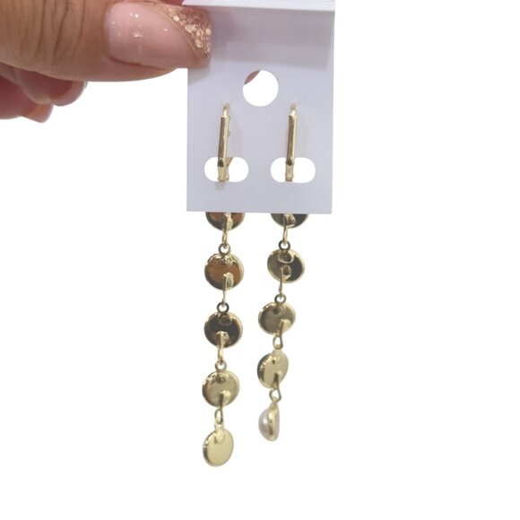 NEW Gold Filled Gold & Pearl Drop Earrings With Black Beads - Picture 7 of 9